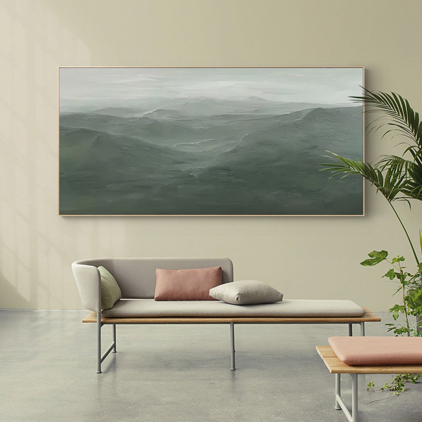 Serene Minimalist Landscape Oil Painting for Contemporary Home Decor