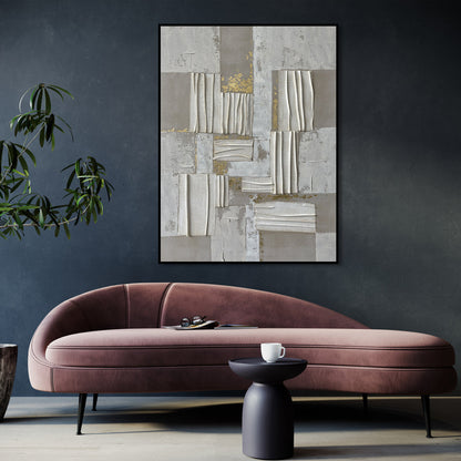 Abstract Contemporary Oil Painting in Neutral Tones for Modern Home Decor