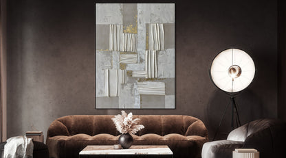 Abstract Contemporary Oil Painting in Neutral Tones for Modern Home Decor