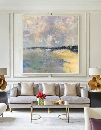 Tranquil Seaside Landscape Oil Painting for Coastal Home Decor