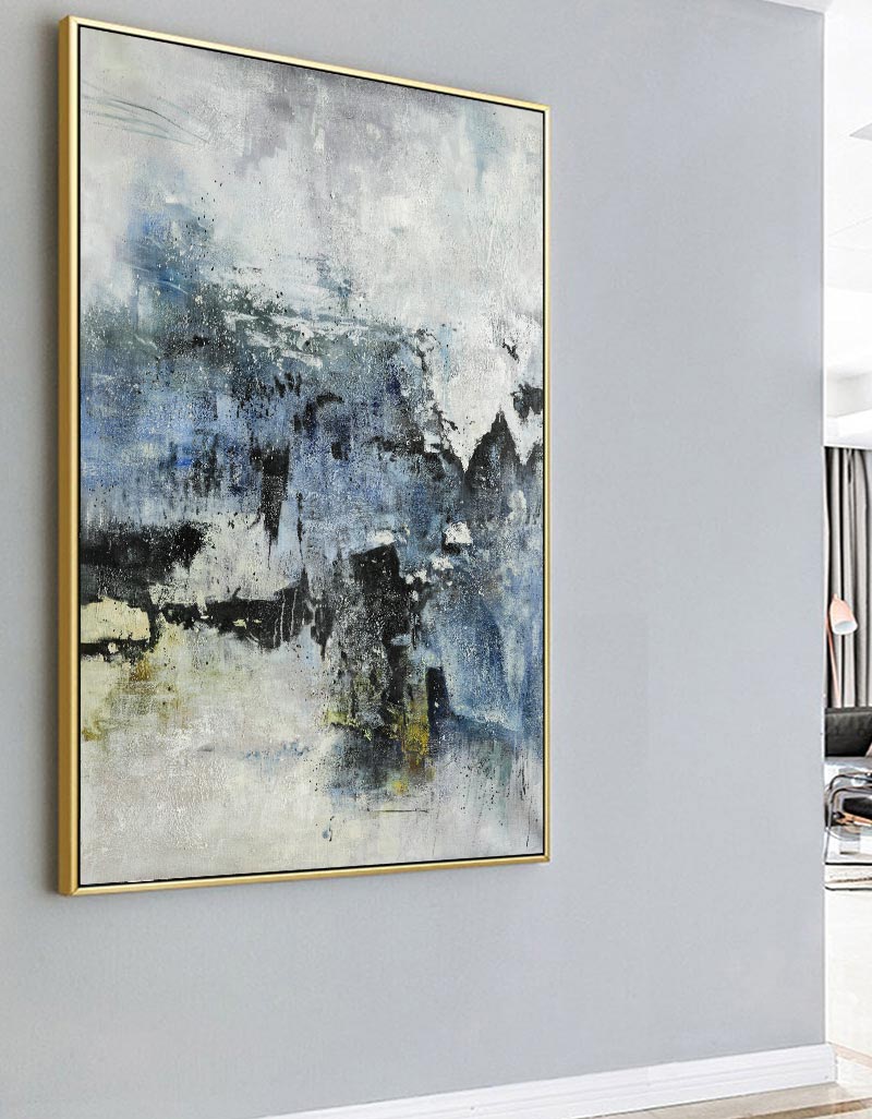 Tranquil Blue Abstract Oil Painting for Modern Home Decor