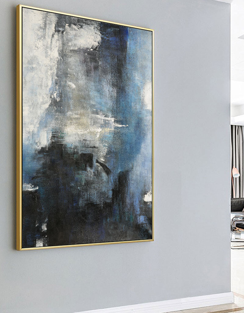 Stunning Blue Abstract Landscape Oil Painting for Modern Home Decor