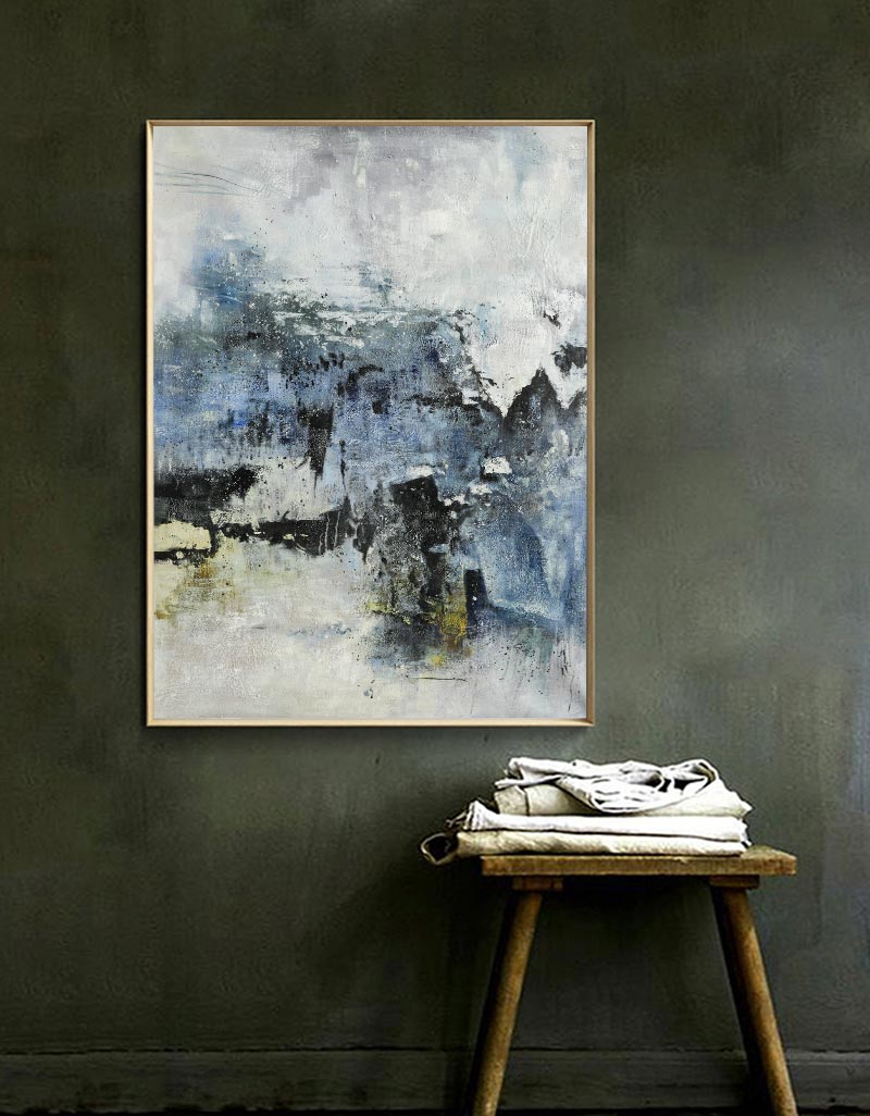 Tranquil Blue Abstract Oil Painting for Modern Home Decor