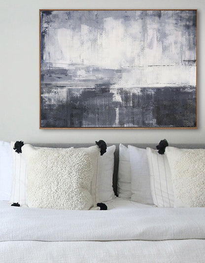 Contemporary Grey and White Abstract Oil Painting for Modern Art Lovers