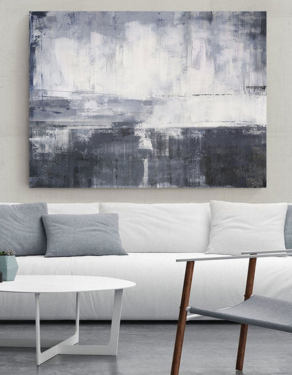 Contemporary Grey and White Abstract Oil Painting for Modern Art Lovers
