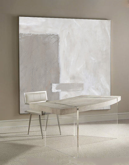 Elegant Brown and White Minimalist Abstract Oil Painting for Modern Home Decor