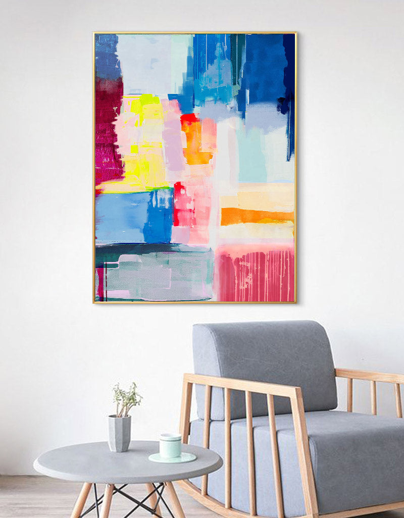 Vibrant Abstract Oil Painting for Modern Home Decor and Colorful Wall Art