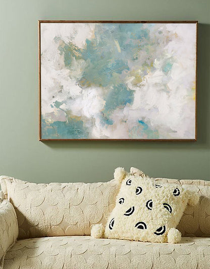 Serene Ocean Breeze Abstract Oil Painting for Tranquil Home Decor