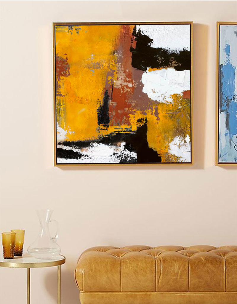 Vibrant Deep Orange Abstract Oil Painting for Modern Home Décor