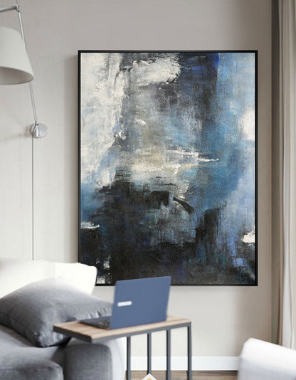 Stunning Blue Abstract Landscape Oil Painting for Modern Home Decor