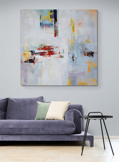 Abstract Serenity: Colorful Oil Painting for Modern Home Décor