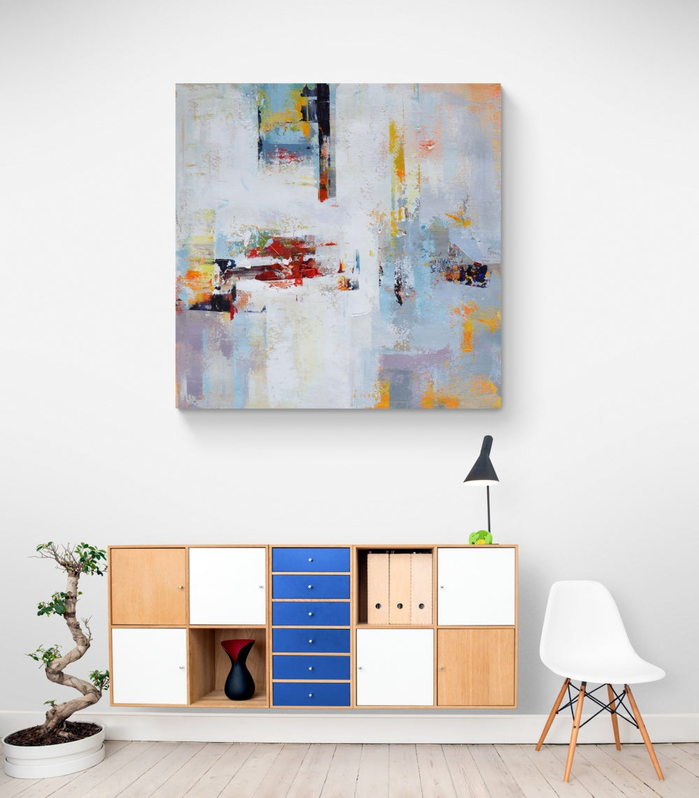 Abstract Serenity: Colorful Oil Painting for Modern Home Décor