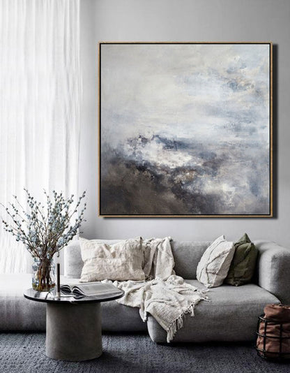 Contemporary Brown Abstract Oil Painting for Modern Home Decor
