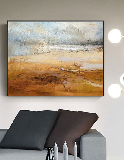 Serene Coastal Oil Painting - Modern Beach Landscape Artwork for Home Decor