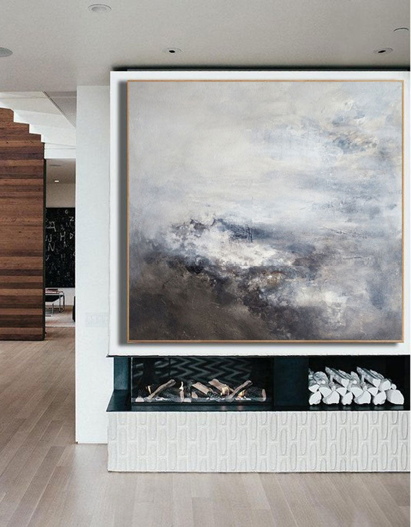 Contemporary Brown Abstract Oil Painting for Modern Home Decor