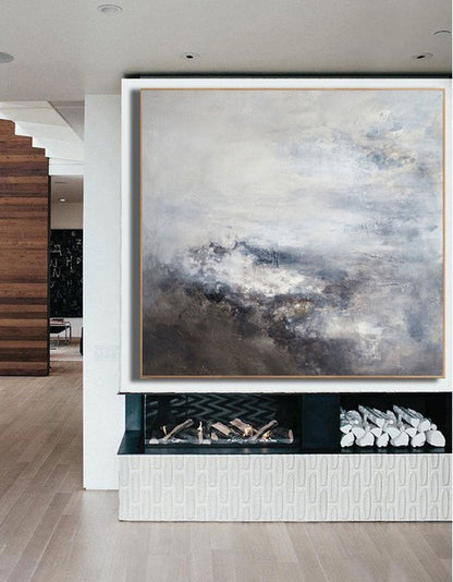 Contemporary Brown Abstract Oil Painting for Modern Home Decor