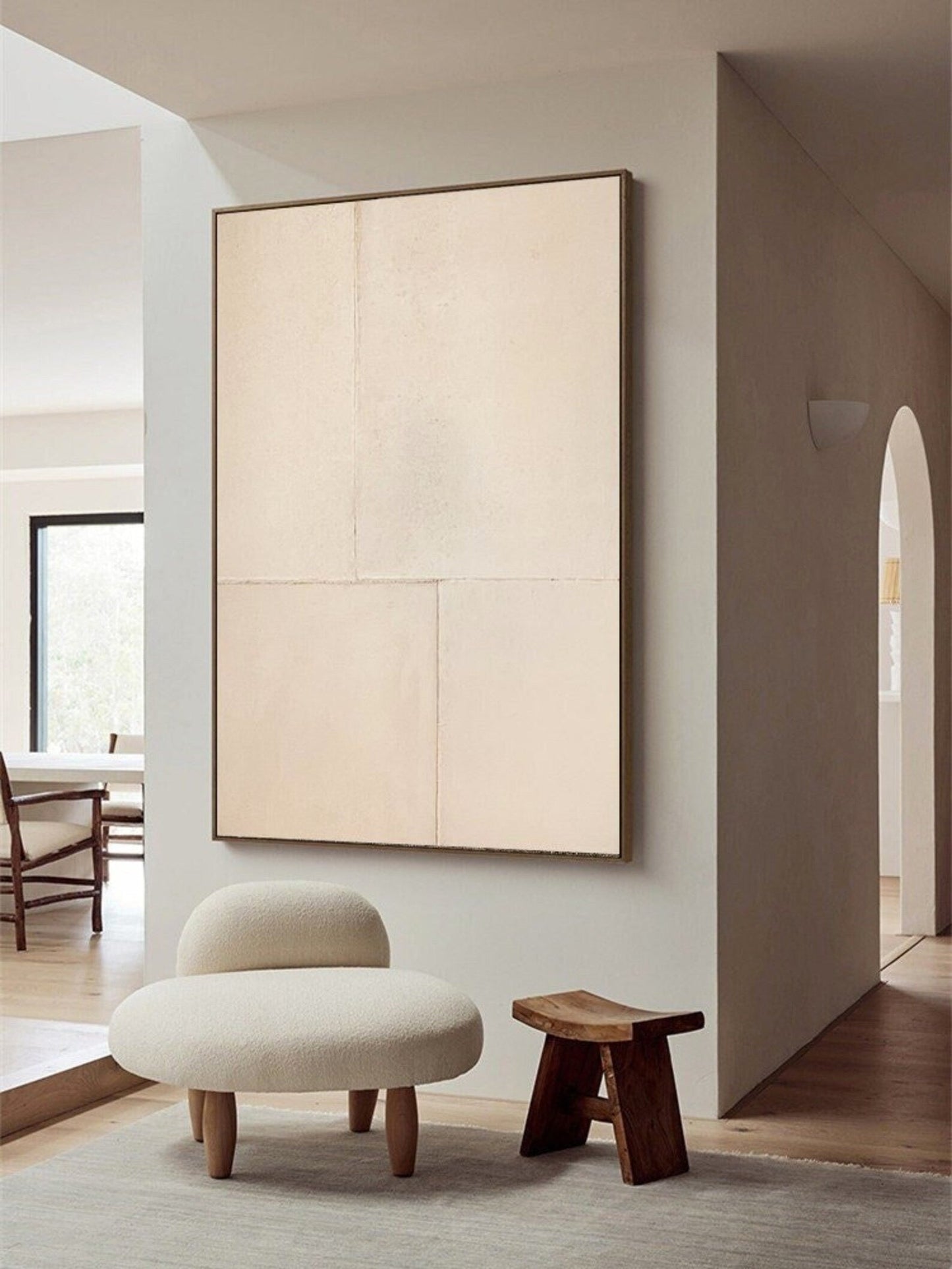 Elegant Minimalist Geometric Oil Painting for Modern Home Decor