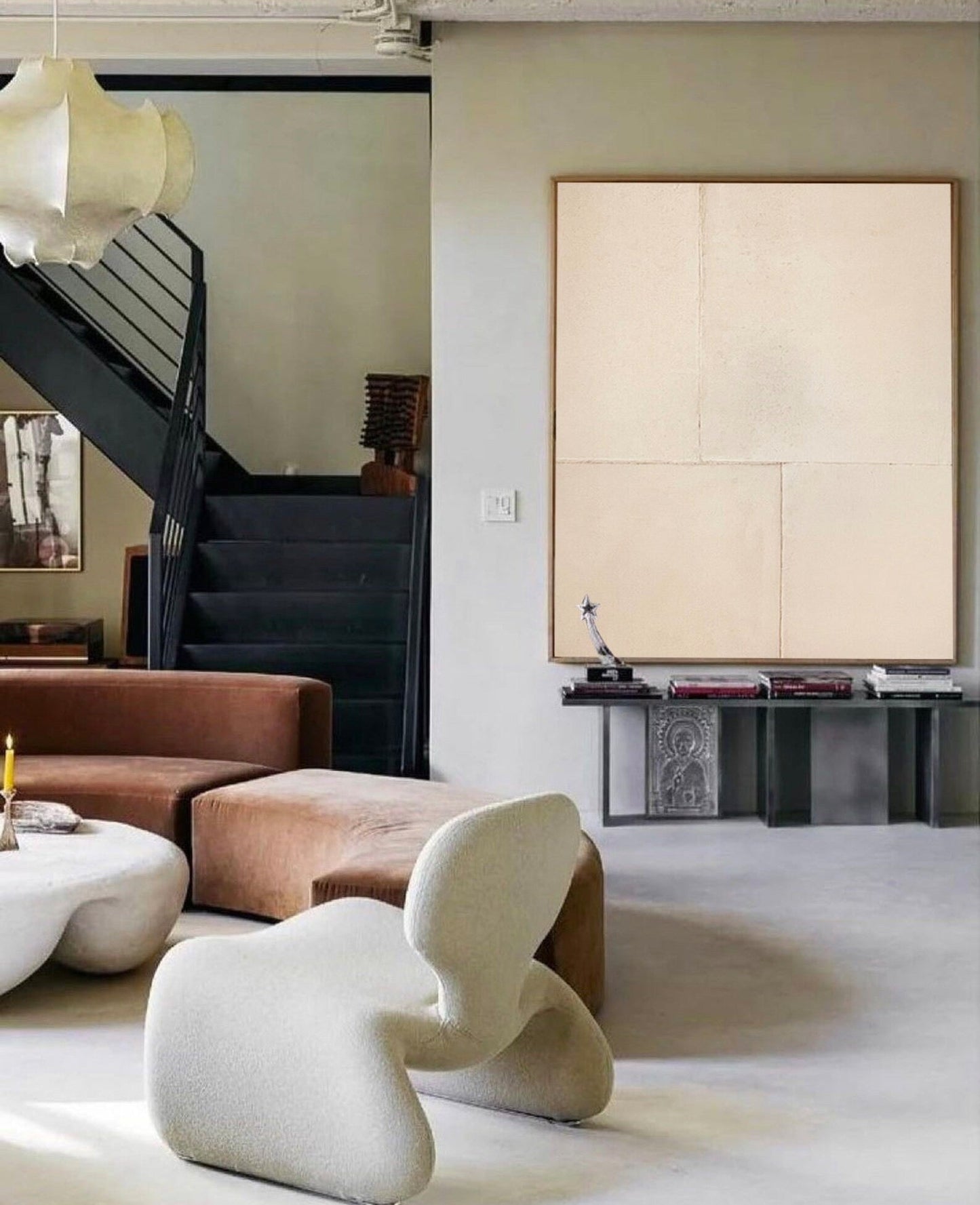 Elegant Minimalist Geometric Oil Painting for Modern Home Decor