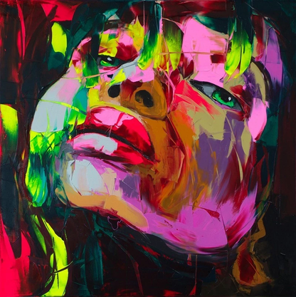 Vibrant Abstract Portrait: Colorful Expressionist Oil Painting for Modern Decor