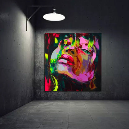 Vibrant Abstract Portrait: Colorful Expressionist Oil Painting for Modern Decor