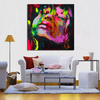 Vibrant Abstract Portrait: Colorful Expressionist Oil Painting for Modern Decor