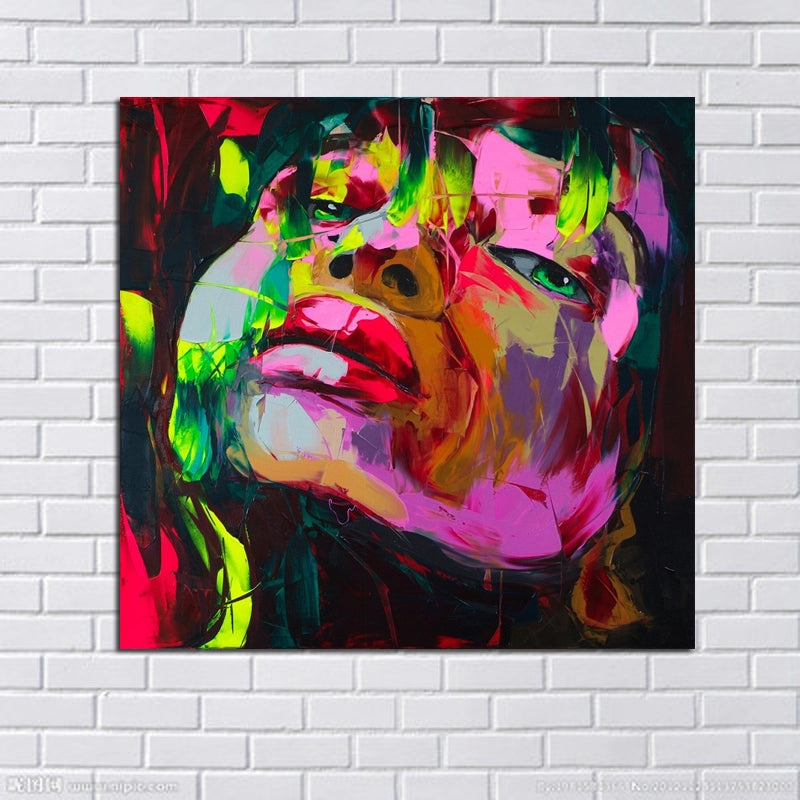 Vibrant Abstract Portrait: Colorful Expressionist Oil Painting for Modern Decor