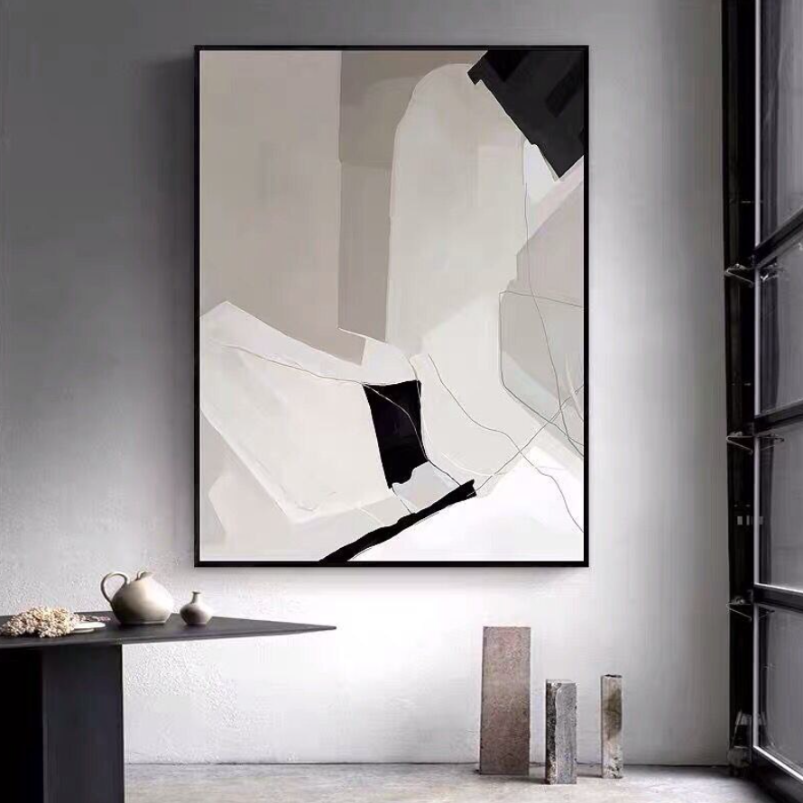 Abstract Oil Painting of Serenity and Balance in Neutral Tones