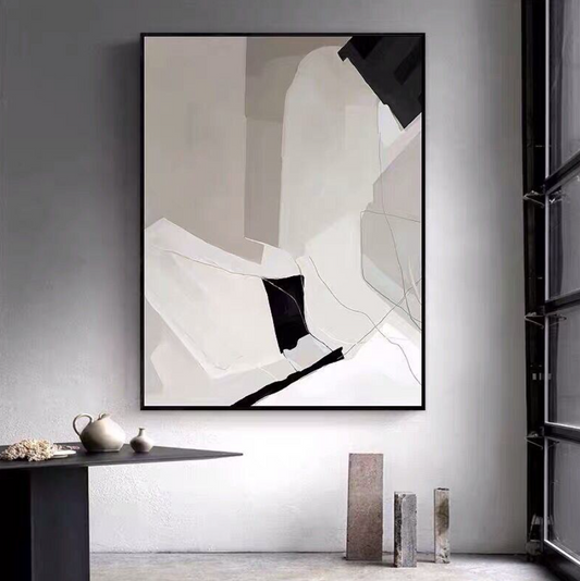 Abstract Oil Painting of Serenity and Balance in Neutral Tones
