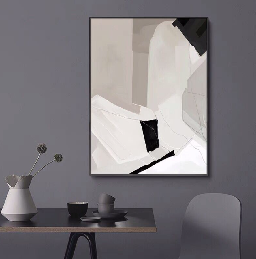 Abstract Oil Painting of Serenity and Balance in Neutral Tones