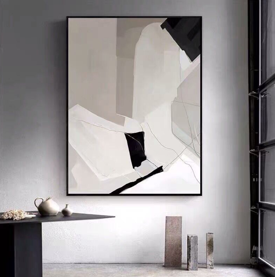 Abstract Oil Painting of Serenity and Balance in Neutral Tones