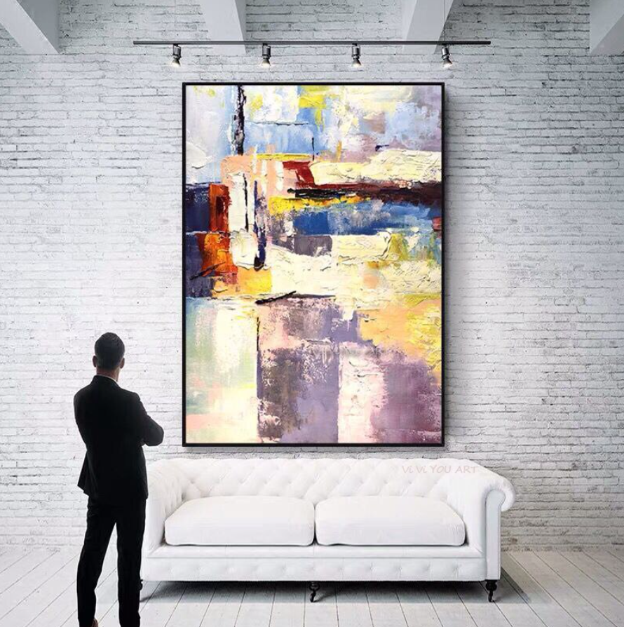 Abstract Serenity: Vibrant Oil Painting for Modern Home Decor