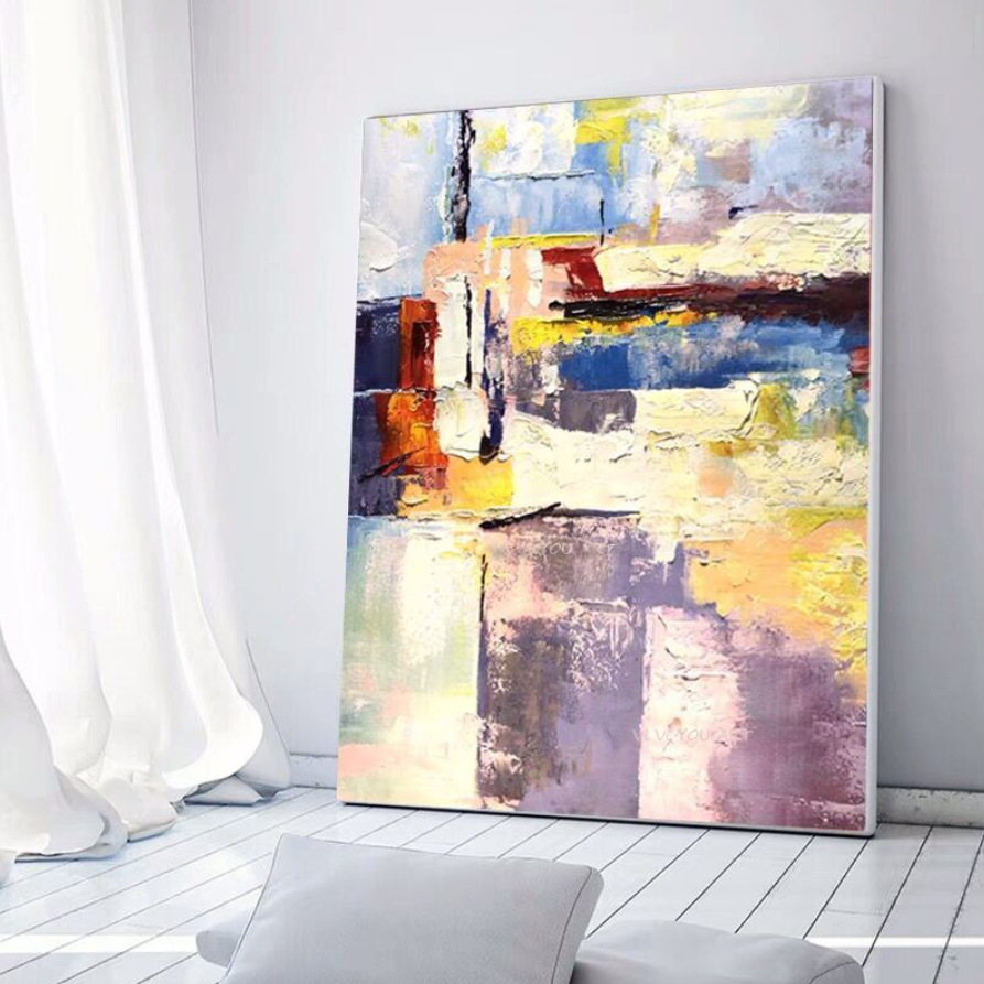 Abstract Serenity: Vibrant Oil Painting for Modern Home Decor