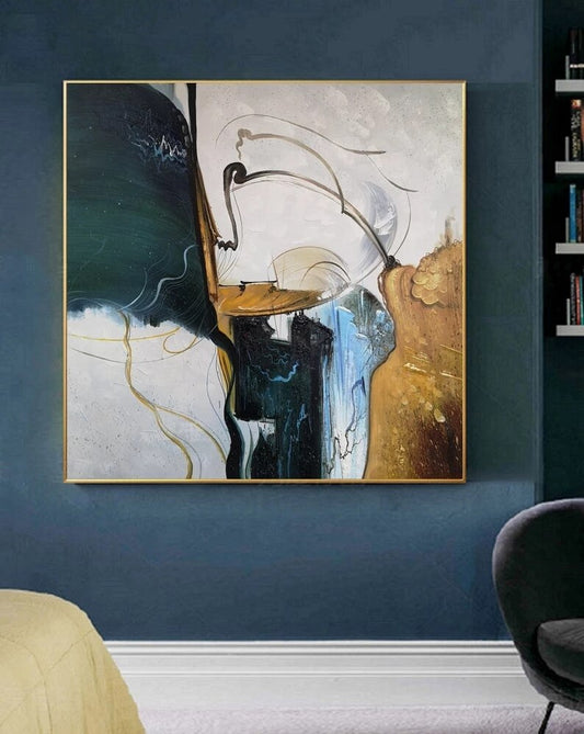 Contemplative Abstract Oil Painting Evoking Nostalgia and Memories