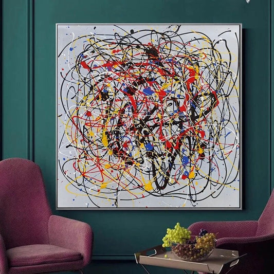 Colorful Abstract Oil Painting - Dynamic Swirls of Emotion and Energy