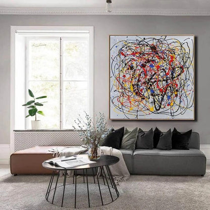 Colorful Abstract Oil Painting - Dynamic Swirls of Emotion and Energy