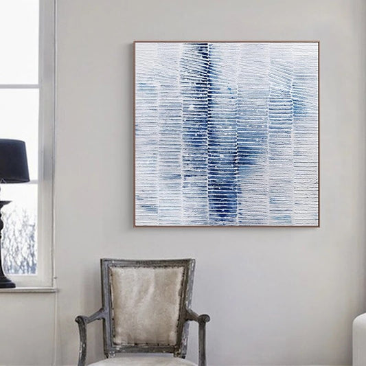 Serene Blue Abstract Oil Painting for Modern Home Decor