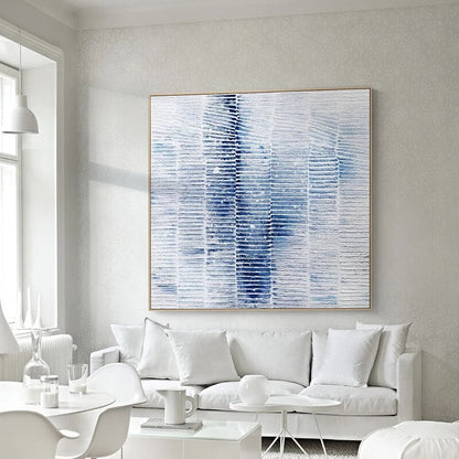 Serene Blue Abstract Oil Painting for Modern Home Decor