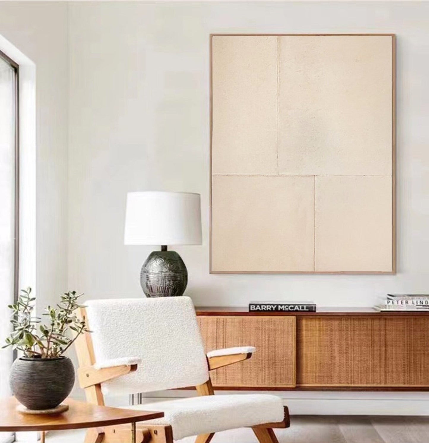 Elegant Minimalist Geometric Oil Painting for Modern Home Decor