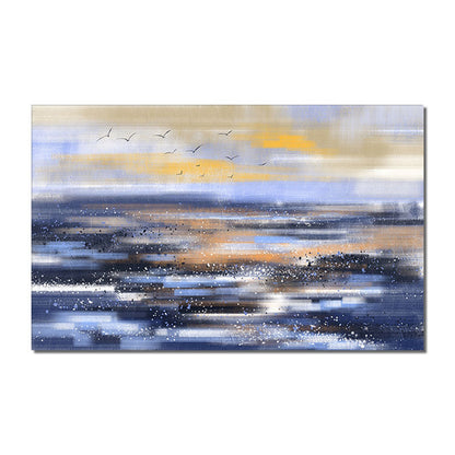 Serene Ocean Horizon Abstract Oil Painting for Modern Home Decor