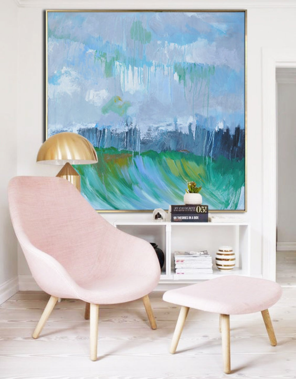 Serene Ocean Landscape: Calm Amidst Turbulent Waves Oil Painting