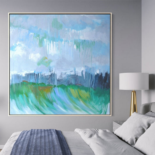 Serene Ocean Landscape: Calm Amidst Turbulent Waves Oil Painting