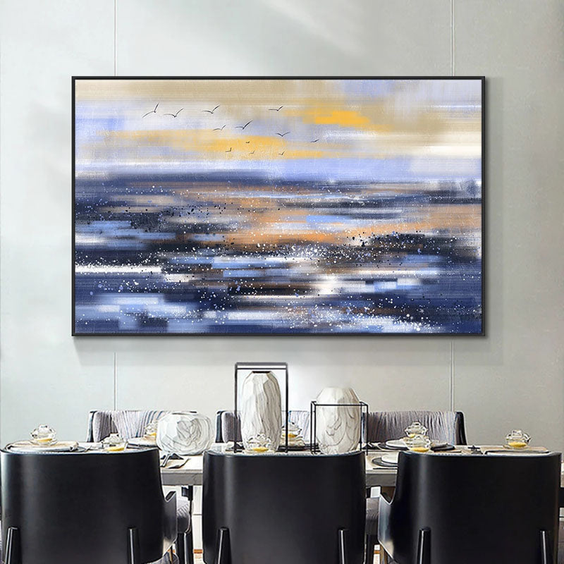 Serene Ocean Horizon Abstract Oil Painting for Modern Home Decor