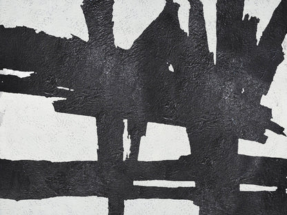 Dynamic Black and White Abstract Oil Painting for Modern Home Decor