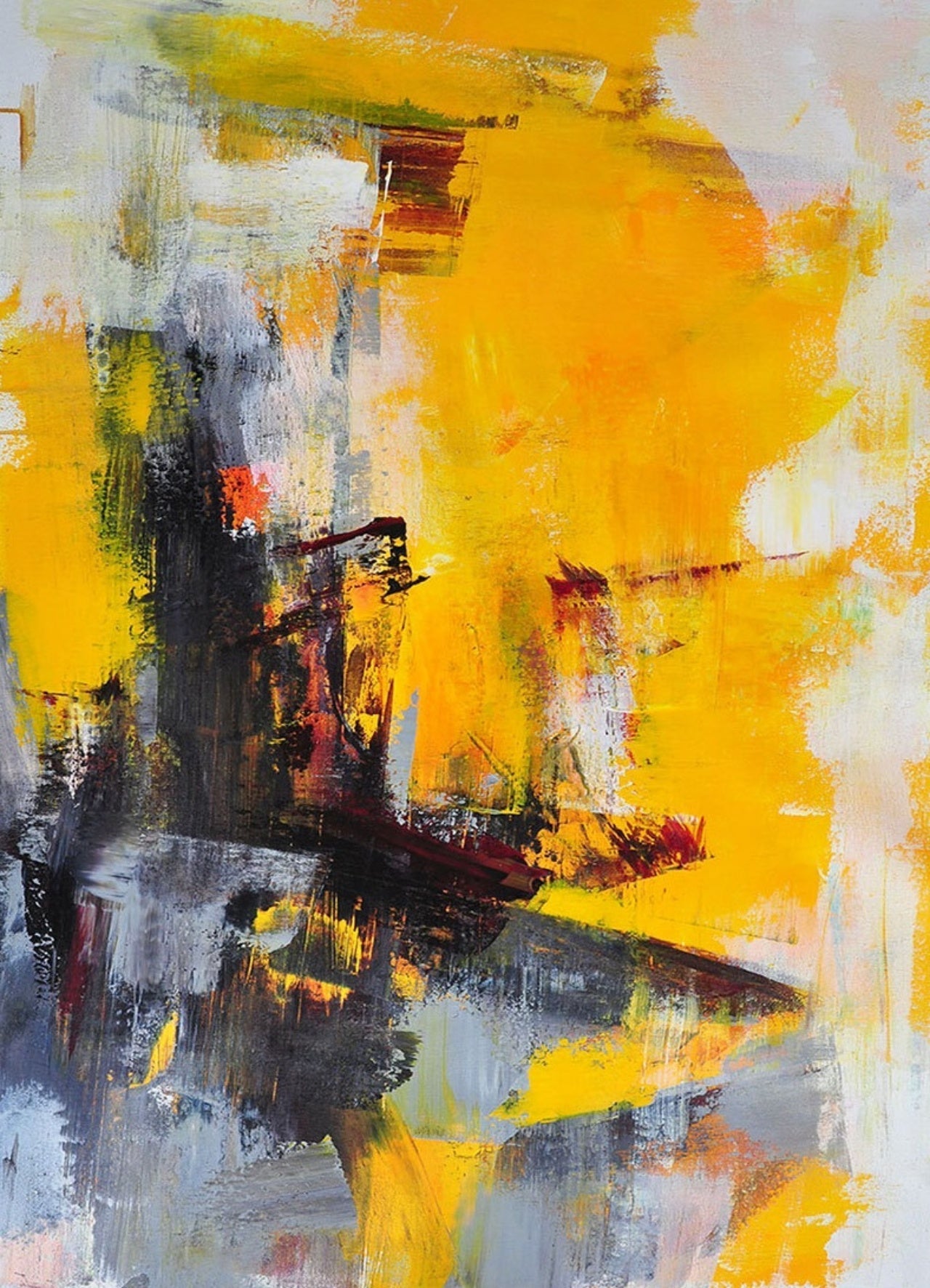 Radiant Abstract Oil Painting of Golden Wilderness for Home Decor
