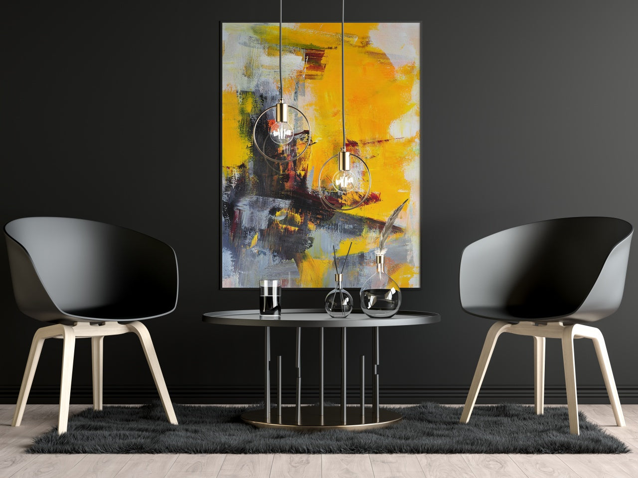 Radiant Abstract Oil Painting of Golden Wilderness for Home Decor