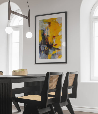 Radiant Abstract Oil Painting of Golden Wilderness for Home Decor