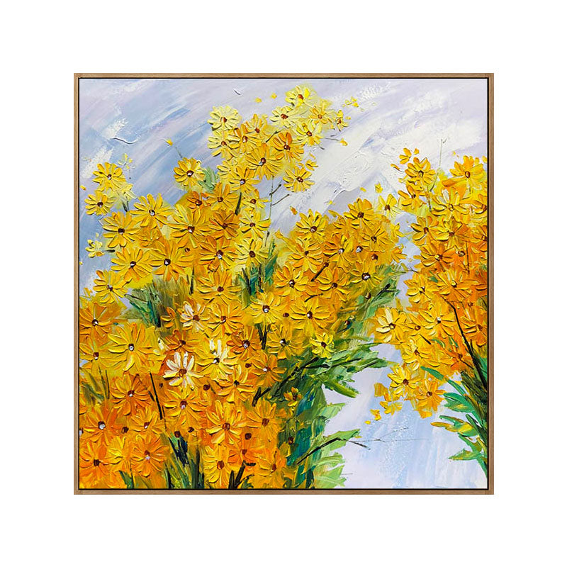 Vibrant Yellow Daisies Oil Painting - Bright Floral Wall Art for Modern Decor