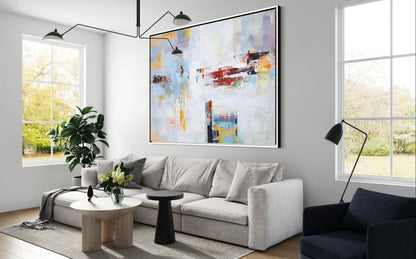 Abstract Serenity: Vibrant Oil Painting for Modern Home Decor