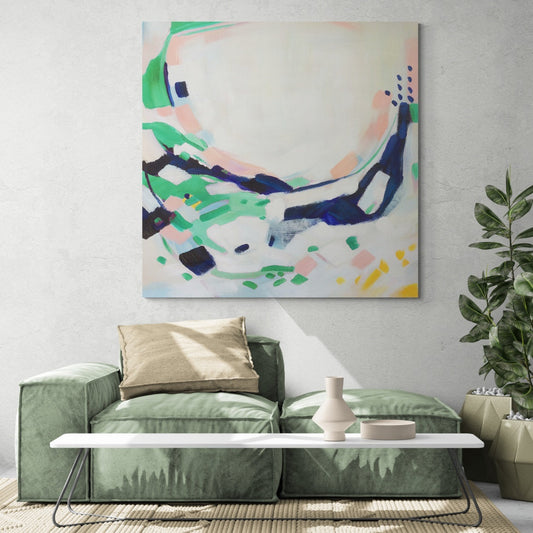 Abstract Harmony: Colorful Modern Oil Painting for Contemporary Home Décor