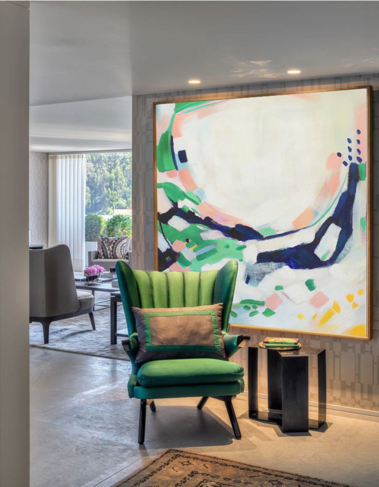 Abstract Harmony: Colorful Modern Oil Painting for Contemporary Home Décor